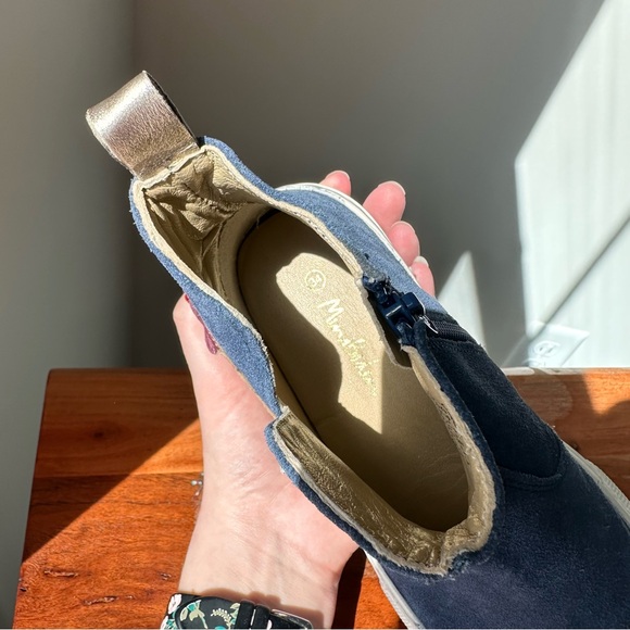 Mini Boden Blue Suede Rainbow Unicorn Boots EU 34 US 2.5 Metallic Appliqué GUC - Picture 6 of 10